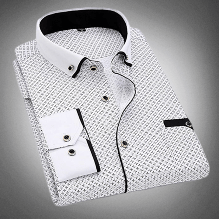 Men's Long Sleeve Polka Dot Dress Shirt