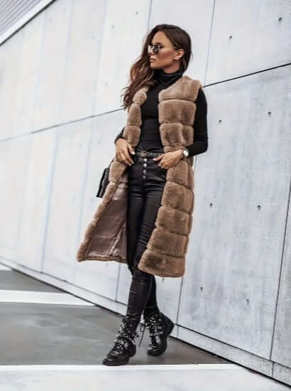 Women's Long Sleeveless Faux Fur Vest: Warm & Stylish Layer
