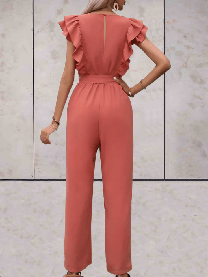 Women's Trendy V-Neck Ruffle Sleeve Jumpsuit