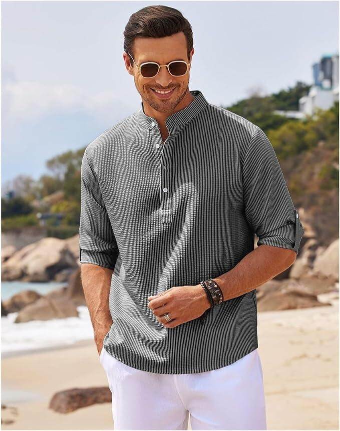 Men's Relaxed Fit Long Sleeve Henley Shirt