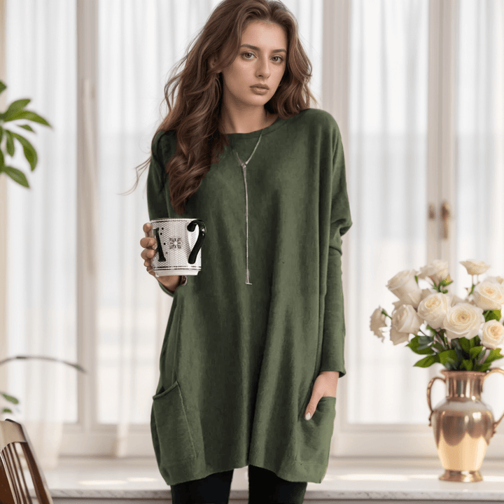 Women's Oversized Cotton Tunic Sweater: Relaxed Comfort