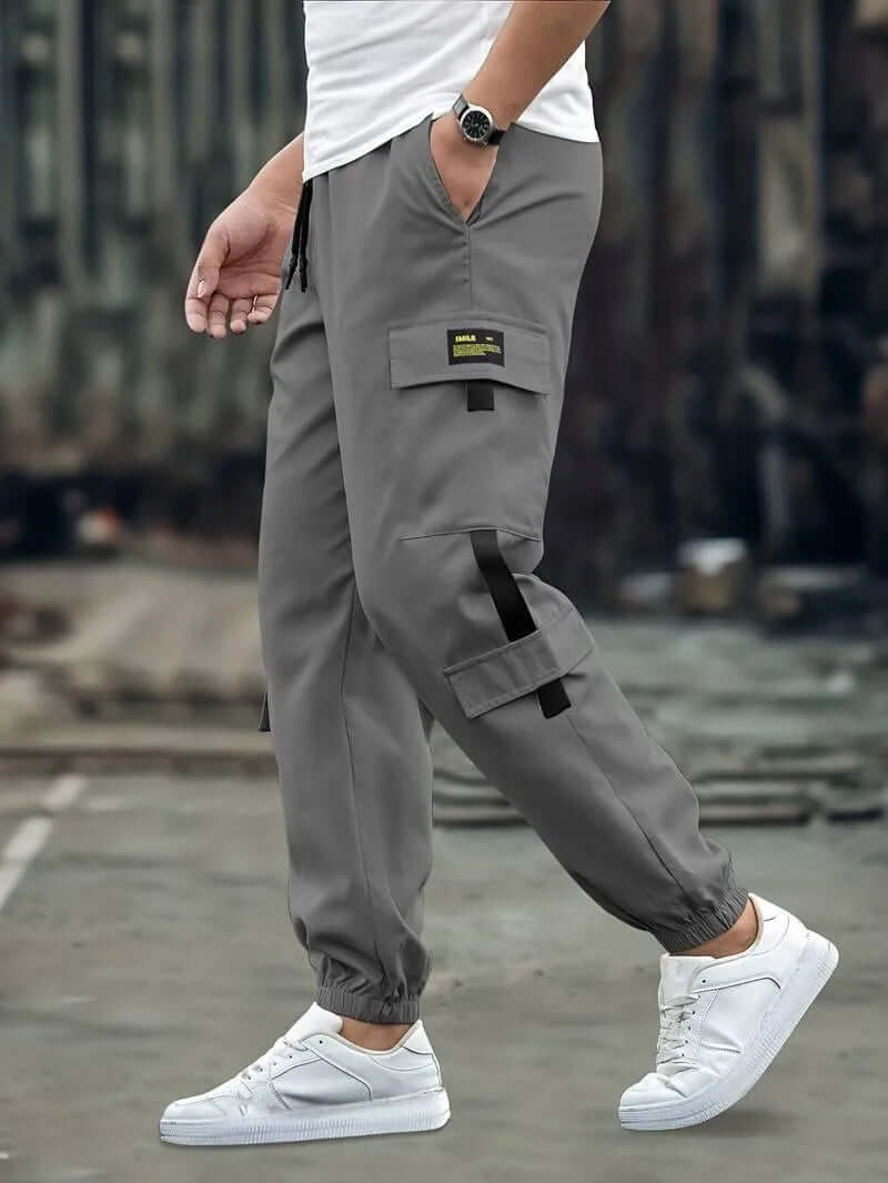Men's Relaxed Fit Cargo Joggers with Multiple Pockets