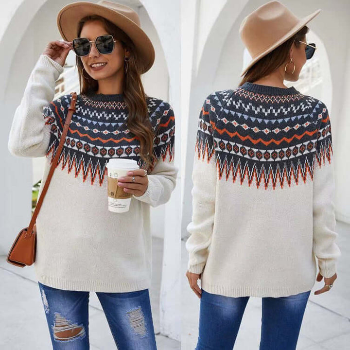 Women's Long-Sleeve Knitted O-Neck Sweater