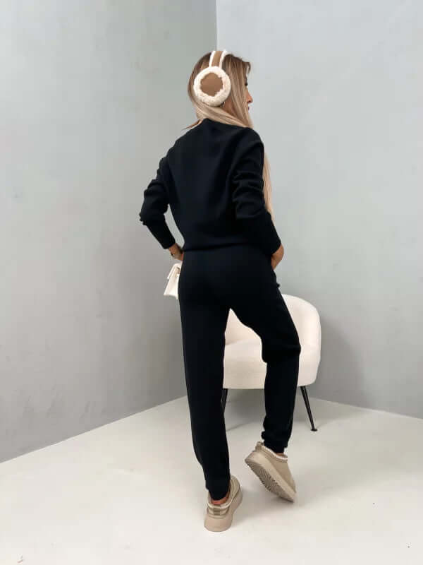 Women's Soft Long Sleeve Loungewear Set with Drawstring Pants