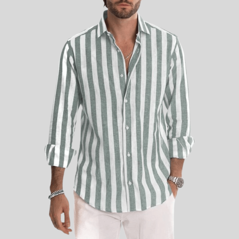 Men's Slim Fit Vertical Stripe Long Sleeve Shirt