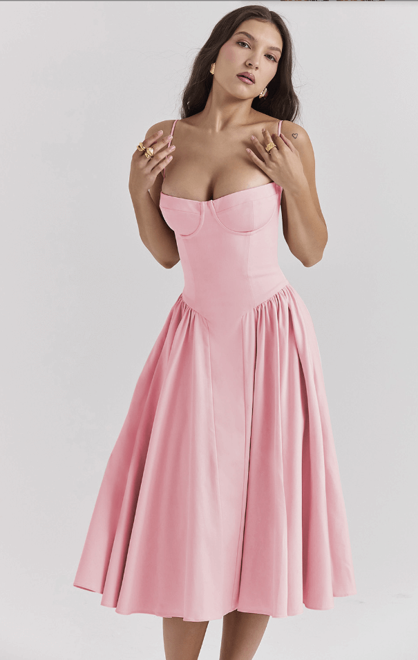 Women's Sleeveless Corset Midi Dress