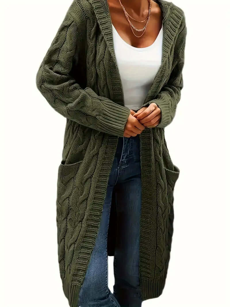 Women's Longline Hooded Cardigan: Cozy & Stylish