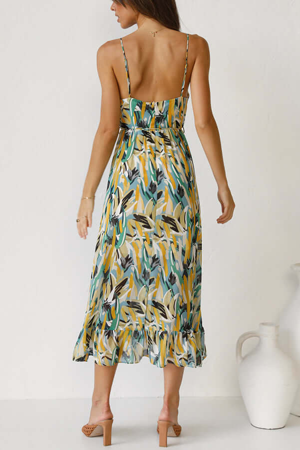 Women's Floral Midi Dress: Long Sleeve, Elegant Fit