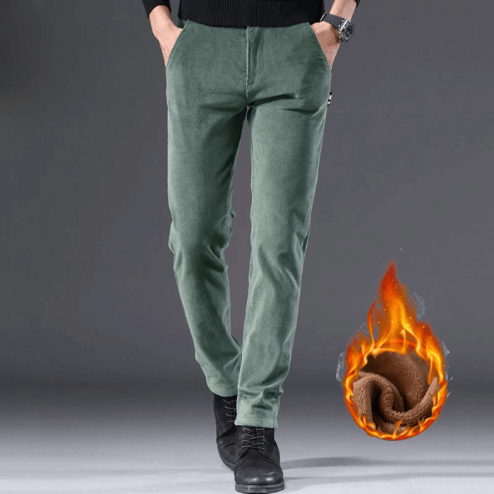 Men's Fleece-Lined Corduroy Pants: Warm Winter Trousers