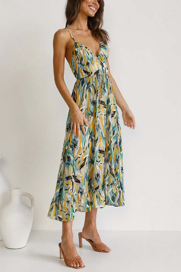 Women's Floral Midi Dress: Long Sleeve, Elegant Fit