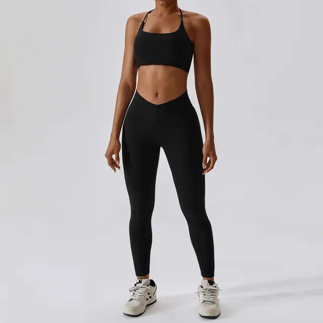 Women's High-Waisted Leggings & Racerback Sports Bra Set