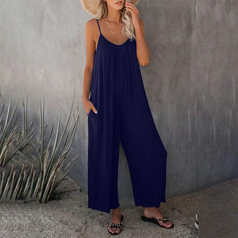 Women's Loose Sleeveless Jumpsuit with Pockets