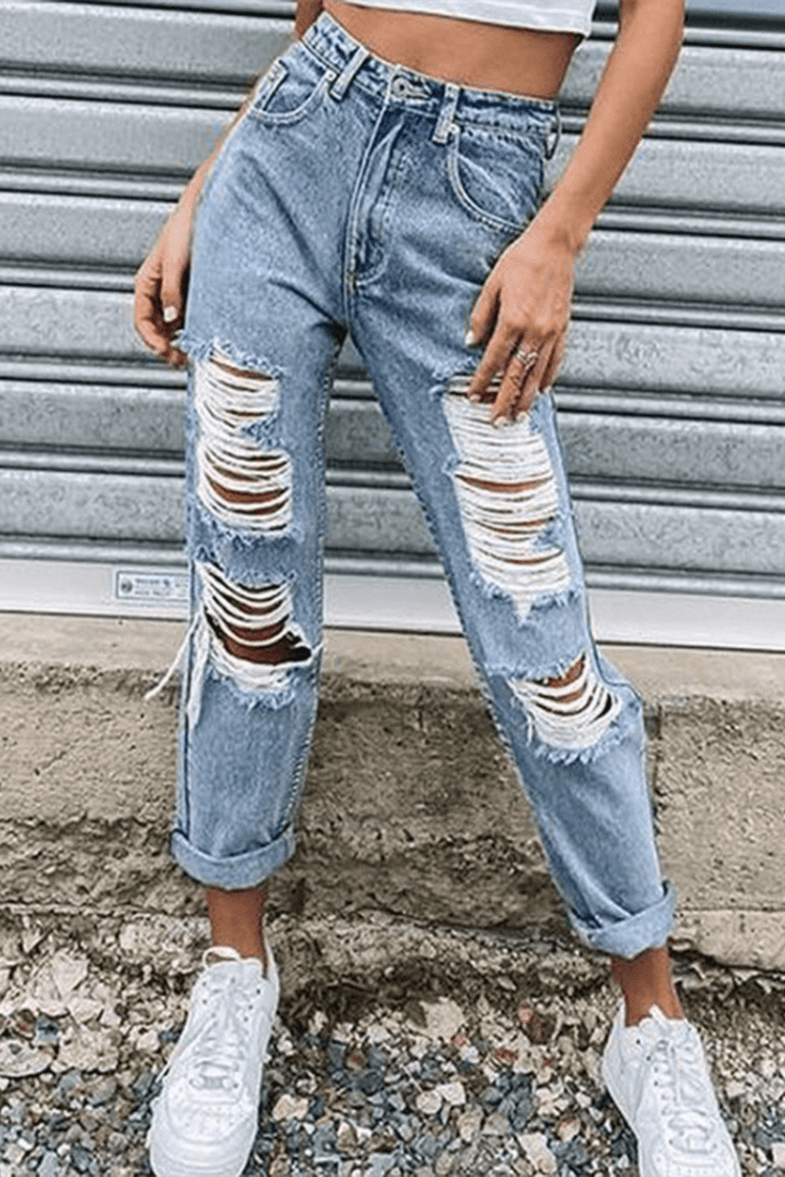 Women's Worn Straight Leg Jeans: Classic Denim