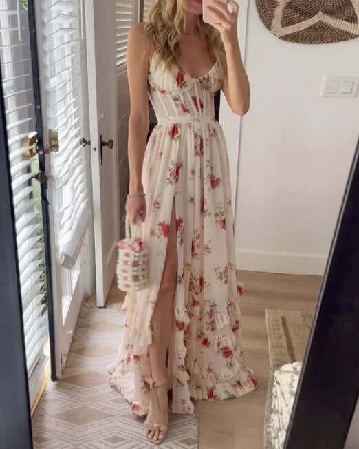 Elegant Floral Lace Midi Dress for Women