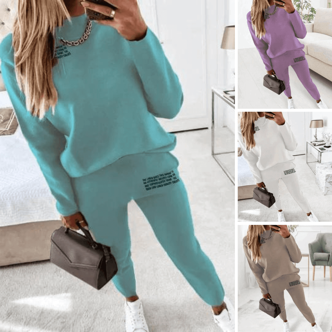 Women's Relaxed-Fit Long Sleeve Tracksuit Set