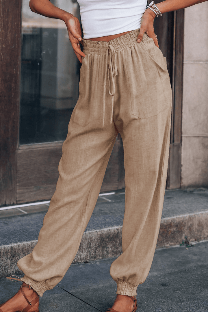 Women's Relaxed Fit Mid-Waist Drawstring Pants
