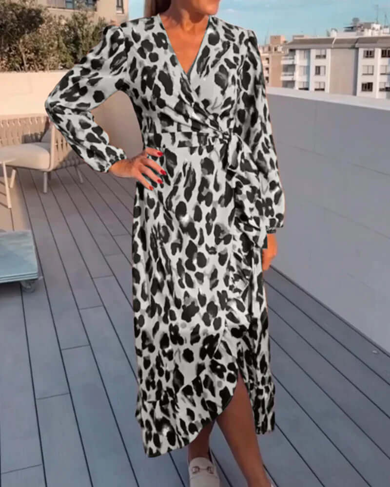 Leopard Print V-Neck Dress: Lightweight & Versatile