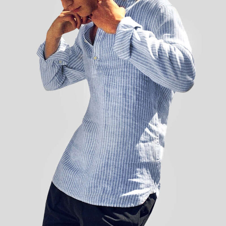 Men's Long-Sleeve Striped Shirt: Relaxed Fit, Breathable