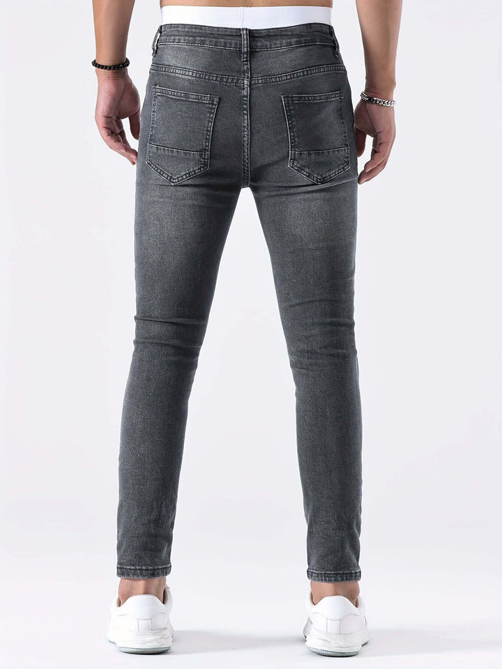 Men's Distressed Skinny Jeans: Ripped Denim, Tapered Fit