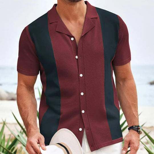Men's Relaxed Fit Summer Shirt: Breathable Cotton, Vertical Stripes