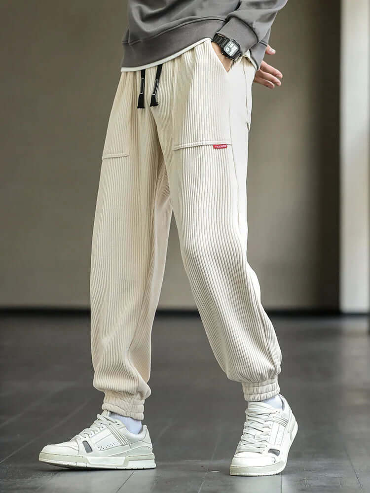 Men's Relaxed Fit Corduroy Joggers with Drawstring