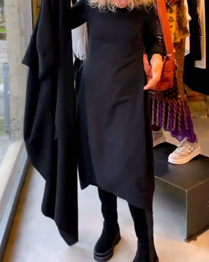 Elegant Solid-Color Dress: Breathable Polyester