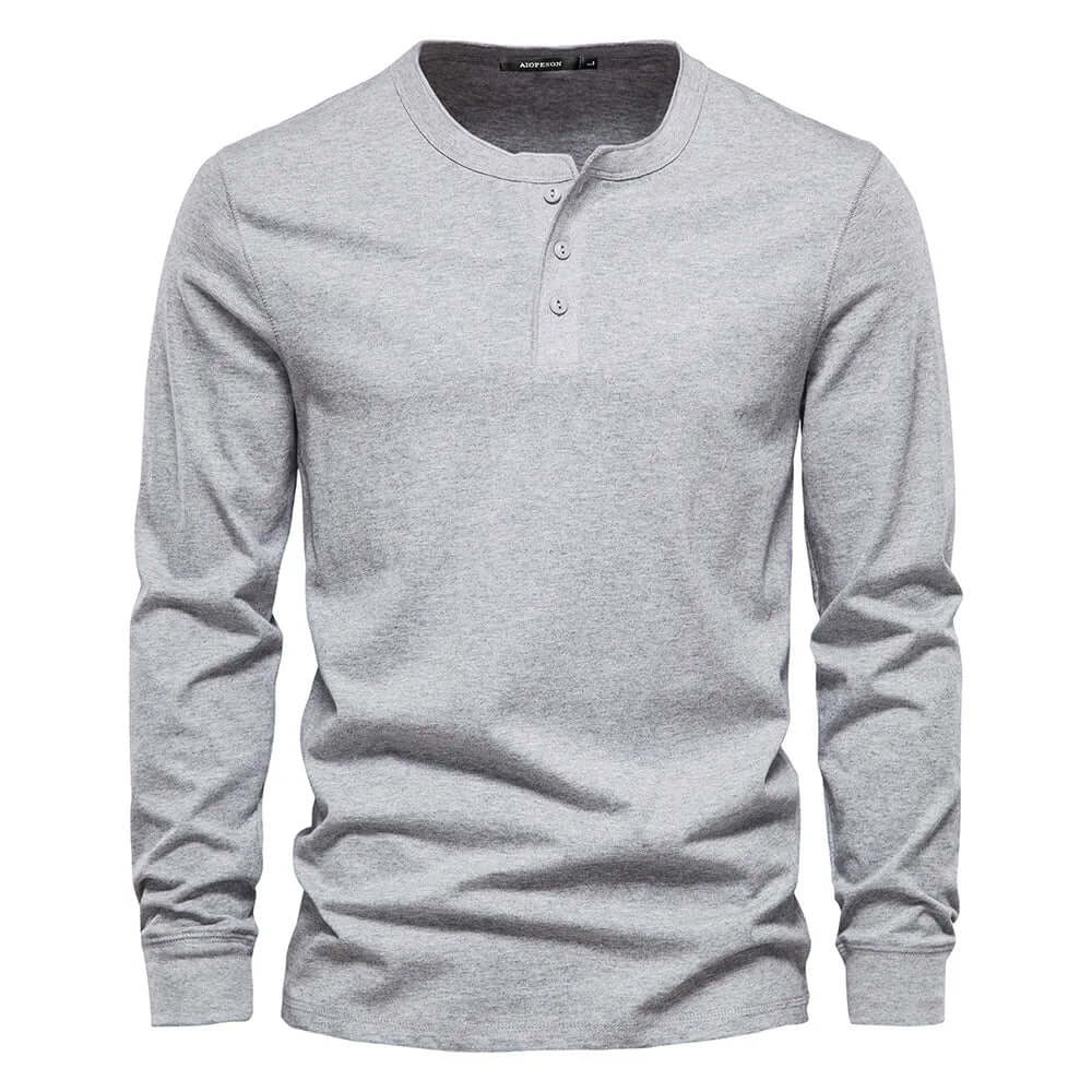 Men's Long Sleeve Collarless T-Shirt: Casual Comfort & Style