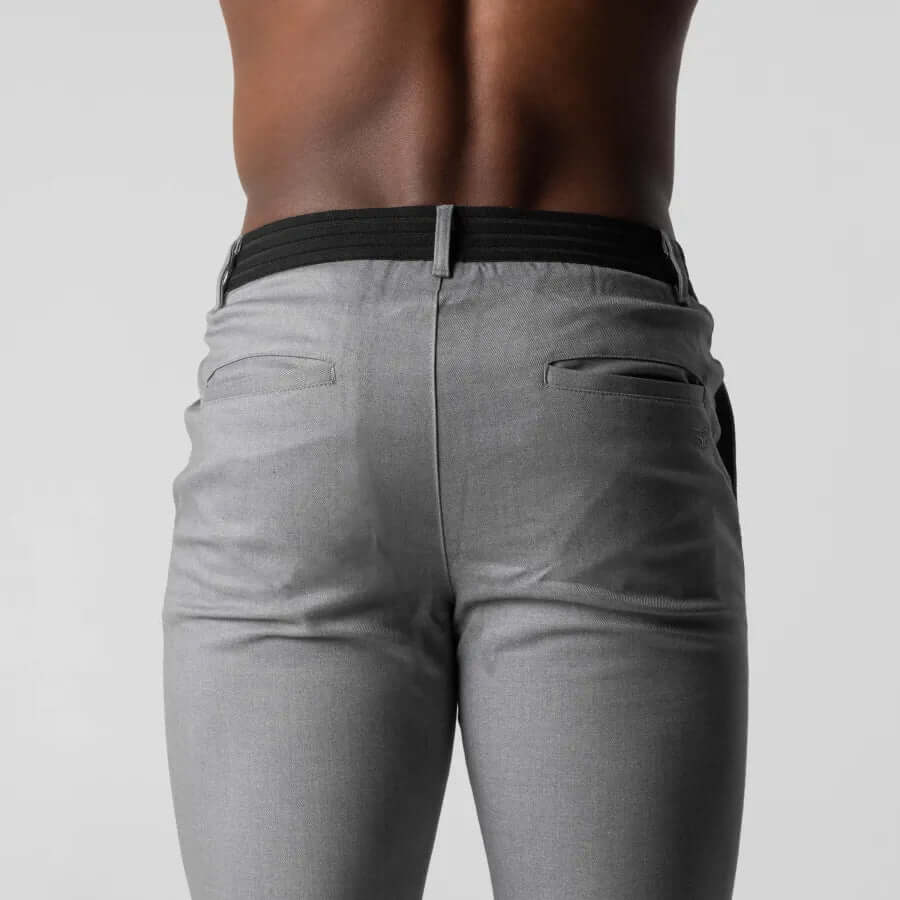 Men's Slim-Fit Stretch Cotton Trousers: Flat-Front Business Casual Pants