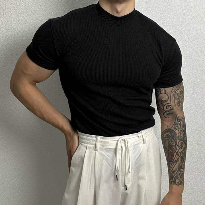 Men's Short Sleeve Ribbed Knit Top