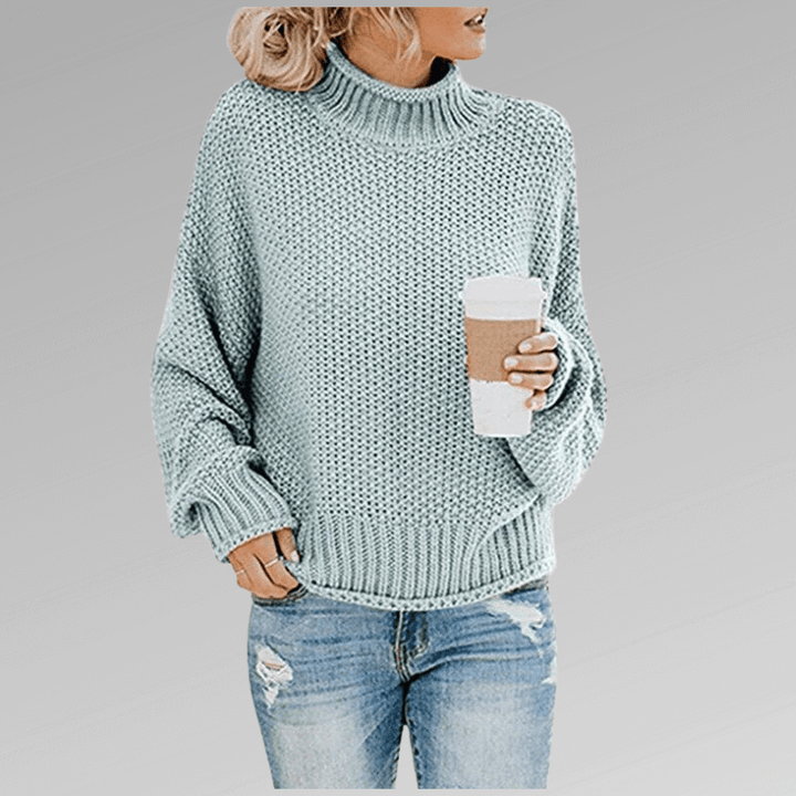 Women's High Neck Knit Long Sleeve Sweater