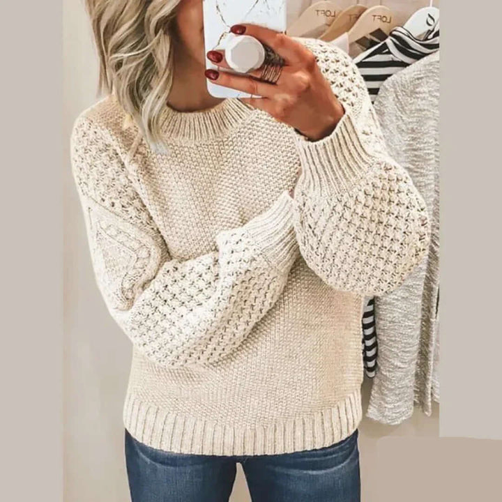 Women's Round-Neck Long-Sleeve Knit Sweater