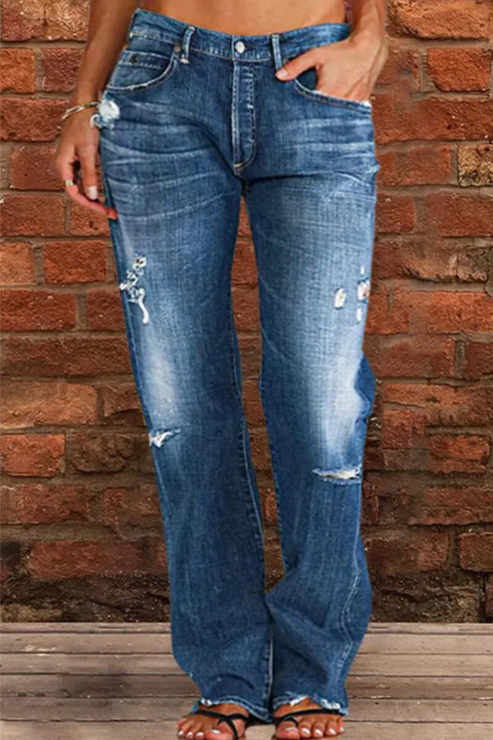 Women's Casual Straight Leg Denim Jeans: Classic Fit, All-Season Style