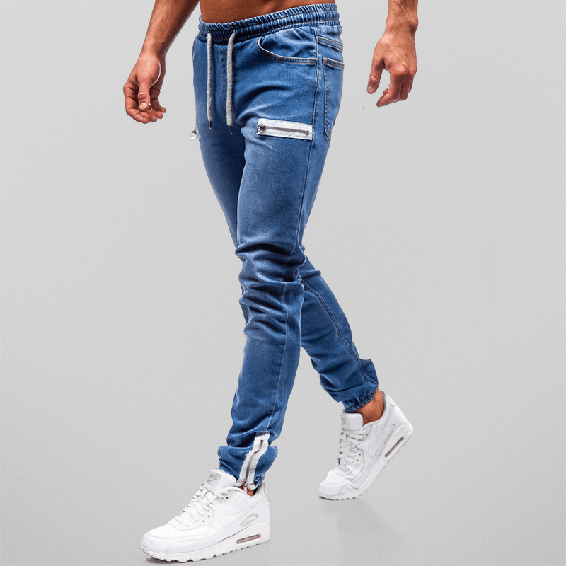 Men's Tapered Fit Stretch Denim Joggers with Elastic Waist