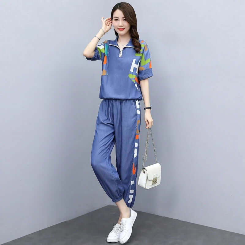 Women's Spring/Summer Casual Crop Top & Pants Set