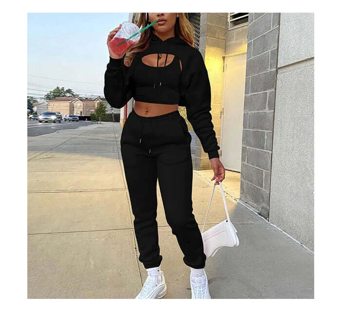 Women's 3-Piece Fleece Jogging Suit: Cozy & Stylish