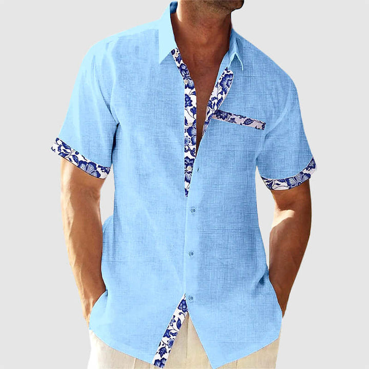 Men's Summer Floral Print Short-Sleeve Shirt