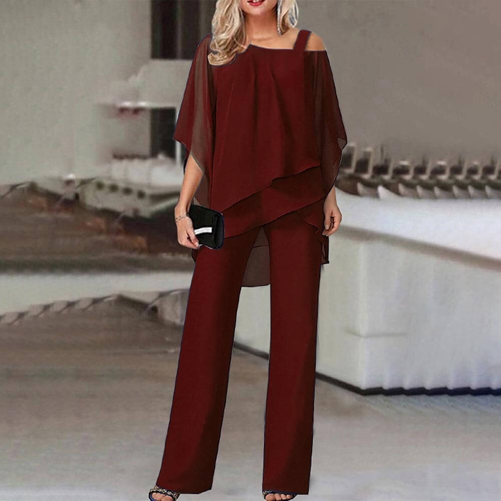 Elegant Cold Shoulder Jumpsuit: Flowy & Stylish Women's Jumpsuit