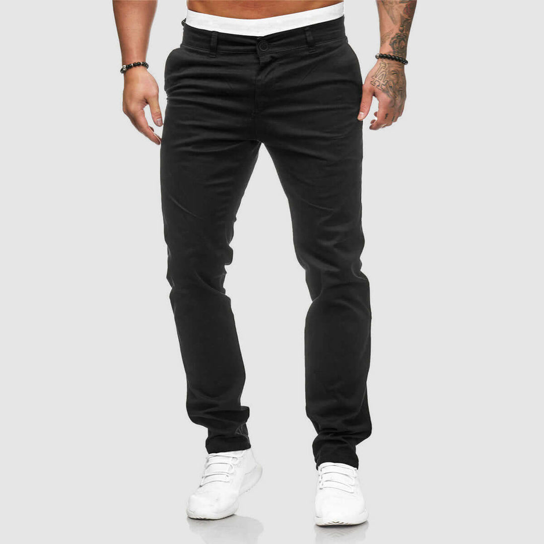 Men's Slim Straight Leg Casual Trousers