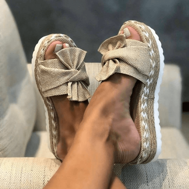 Women's Woven Wedge Heel Sandals: Summer Peep Toe Slides