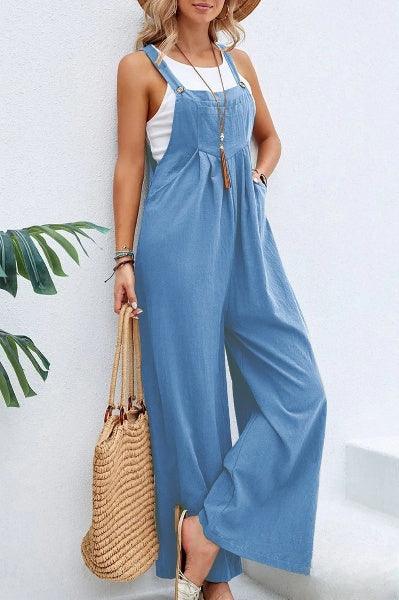 Women's Casual Wide Leg Jumpsuit: Sleeveless Summer Jumpsuit