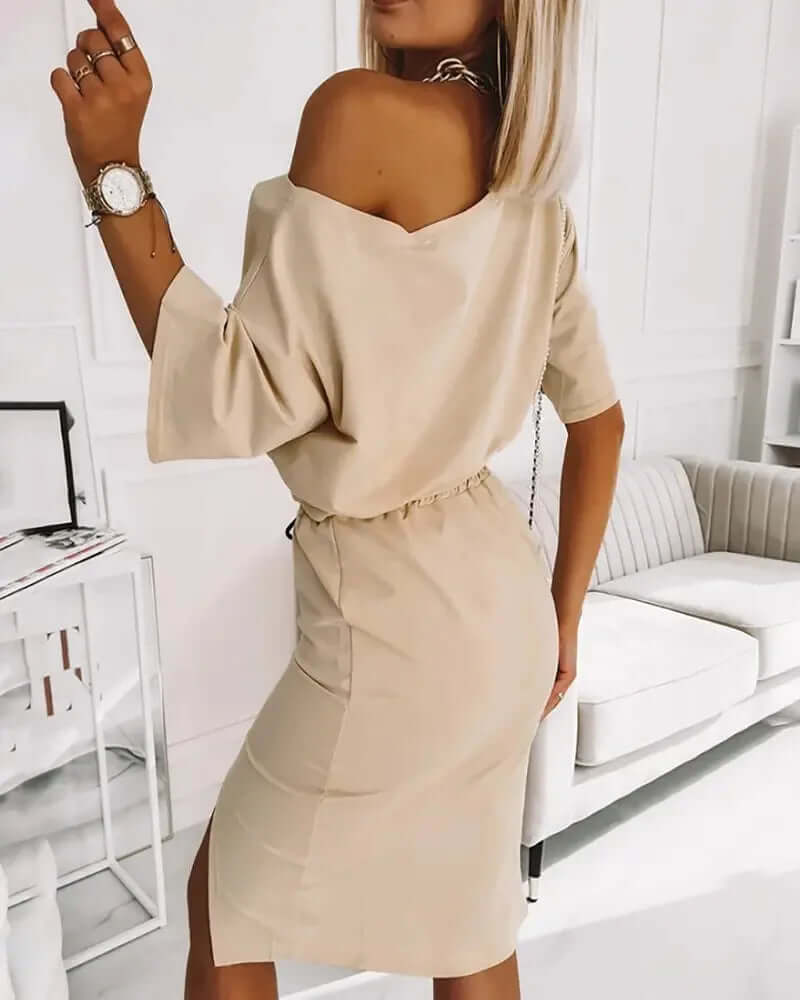 Women's Elegant One-Shoulder Crop Top & High-Split Skirt Set
