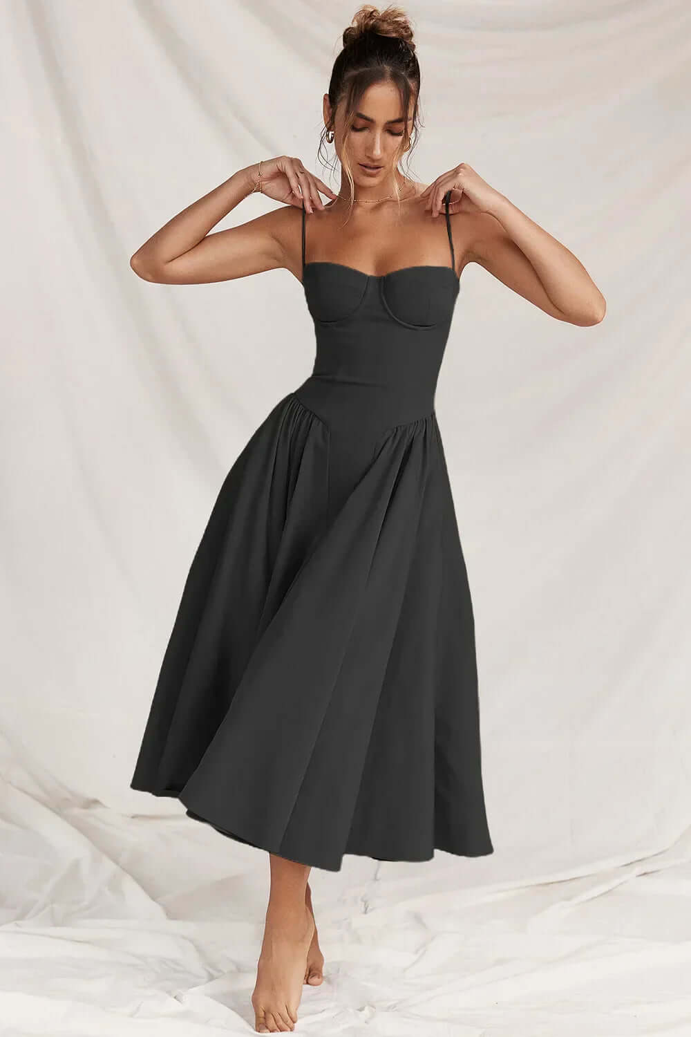 Women's Sleeveless Corset Midi Dress
