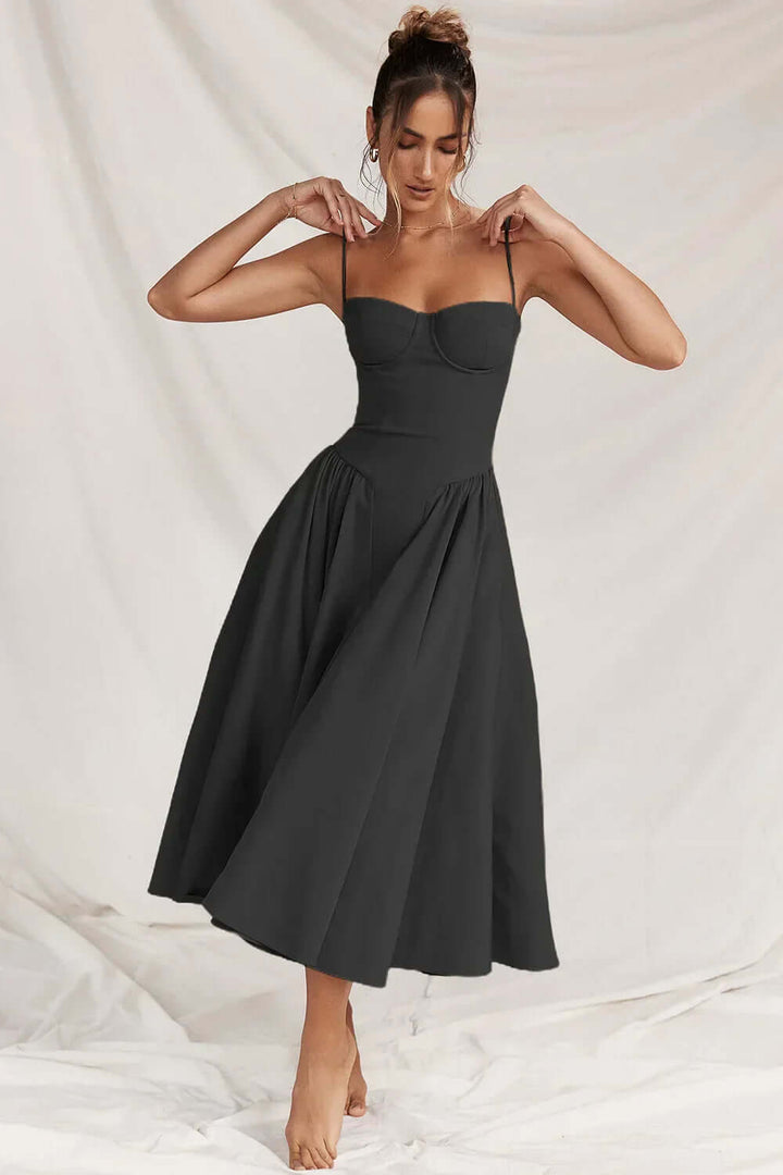 Women's Sleeveless Corset Midi Dress