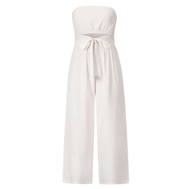 Women's Wide Leg Strapless Jumpsuit: Flowy Summer Romper