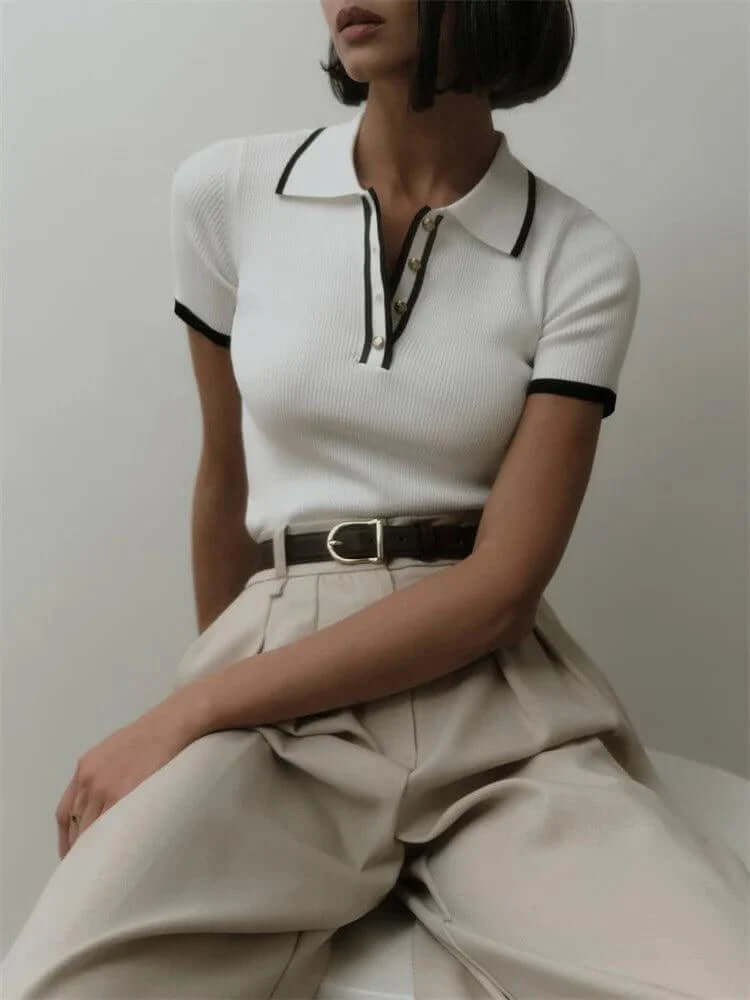 Knitted Short Sleeve Polo Shirt