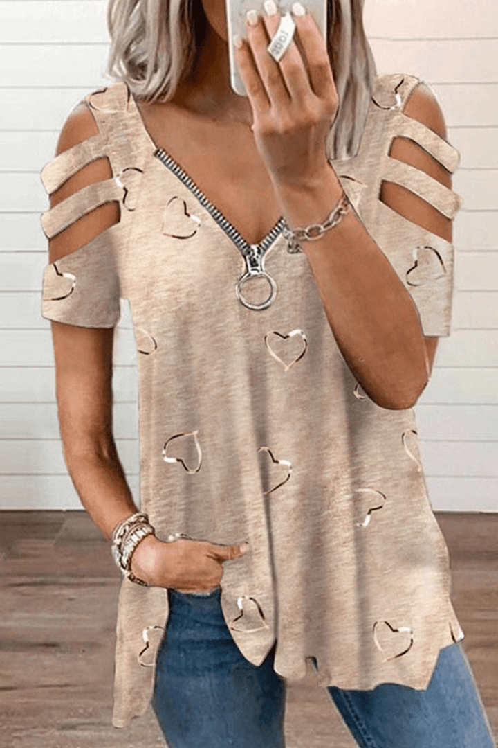 Women's Printed Cut-Out Summer Top