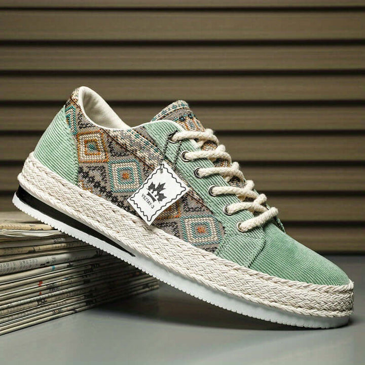 Men's Ethnic Patterned Canvas Sneakers