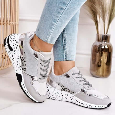 Women's Textured Sneakers with Metallic Accents