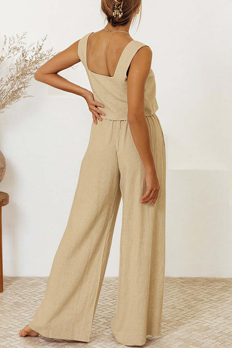 Women's Relaxed Sleeveless Crop Top & Pant Set
