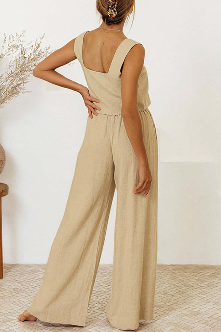Women's Relaxed Sleeveless Crop Top & Pant Set